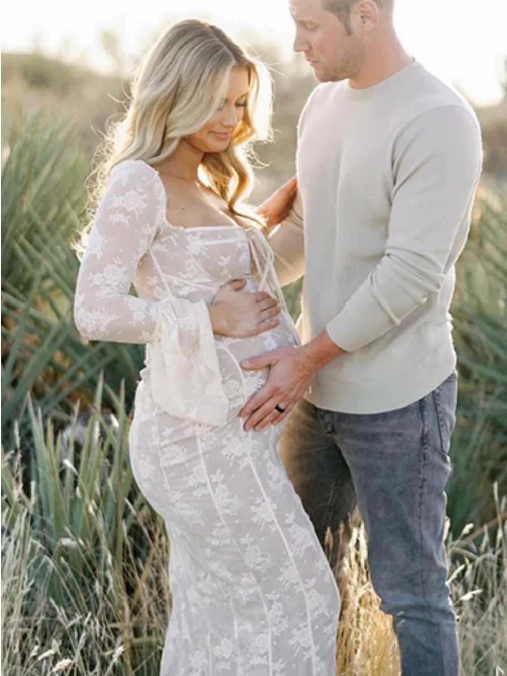 Lace Corset Maternity Gown in Ivory